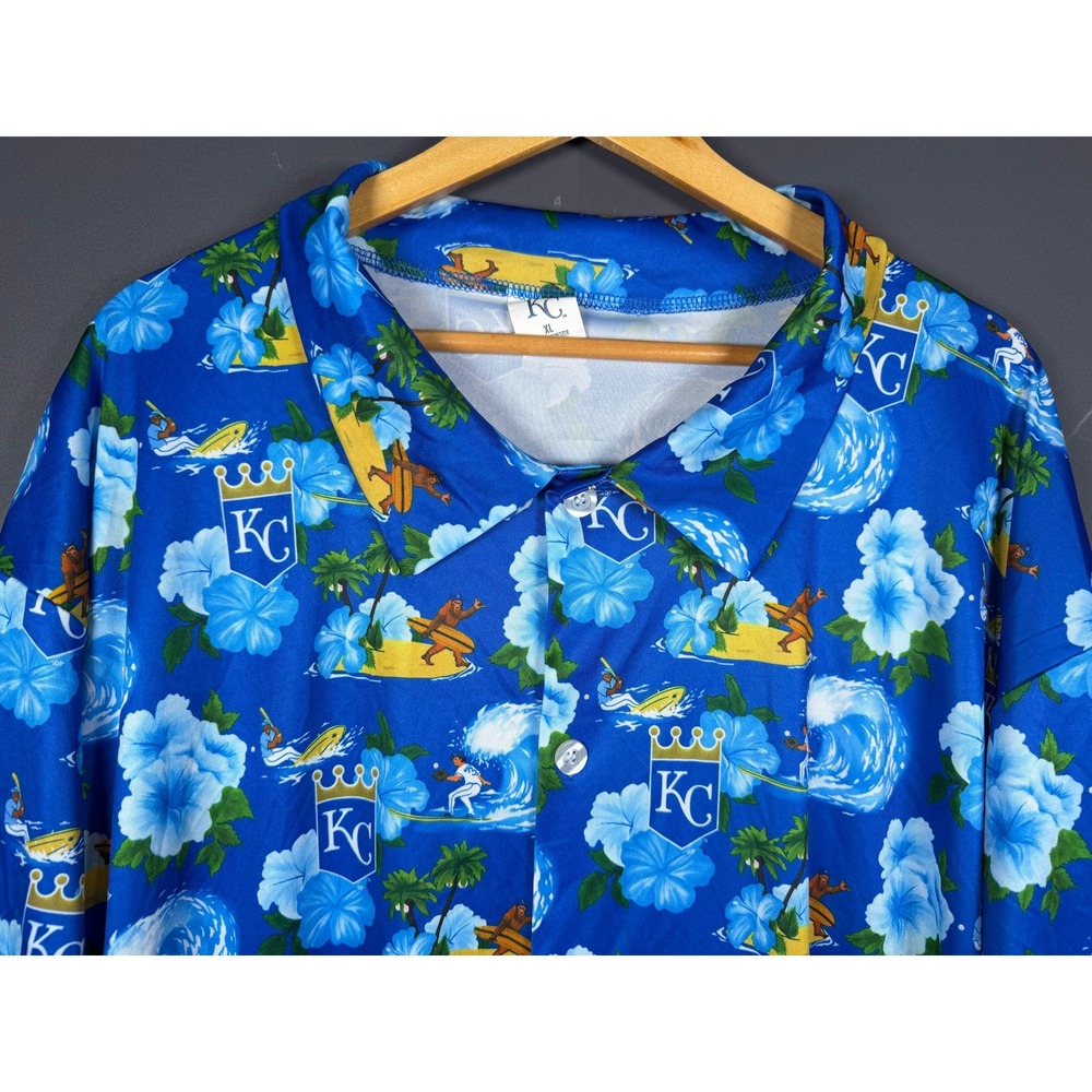 Kansas City Royals MLB Baseball Hawaiian Shirt Mens XL Blue Floral Tropical Surf